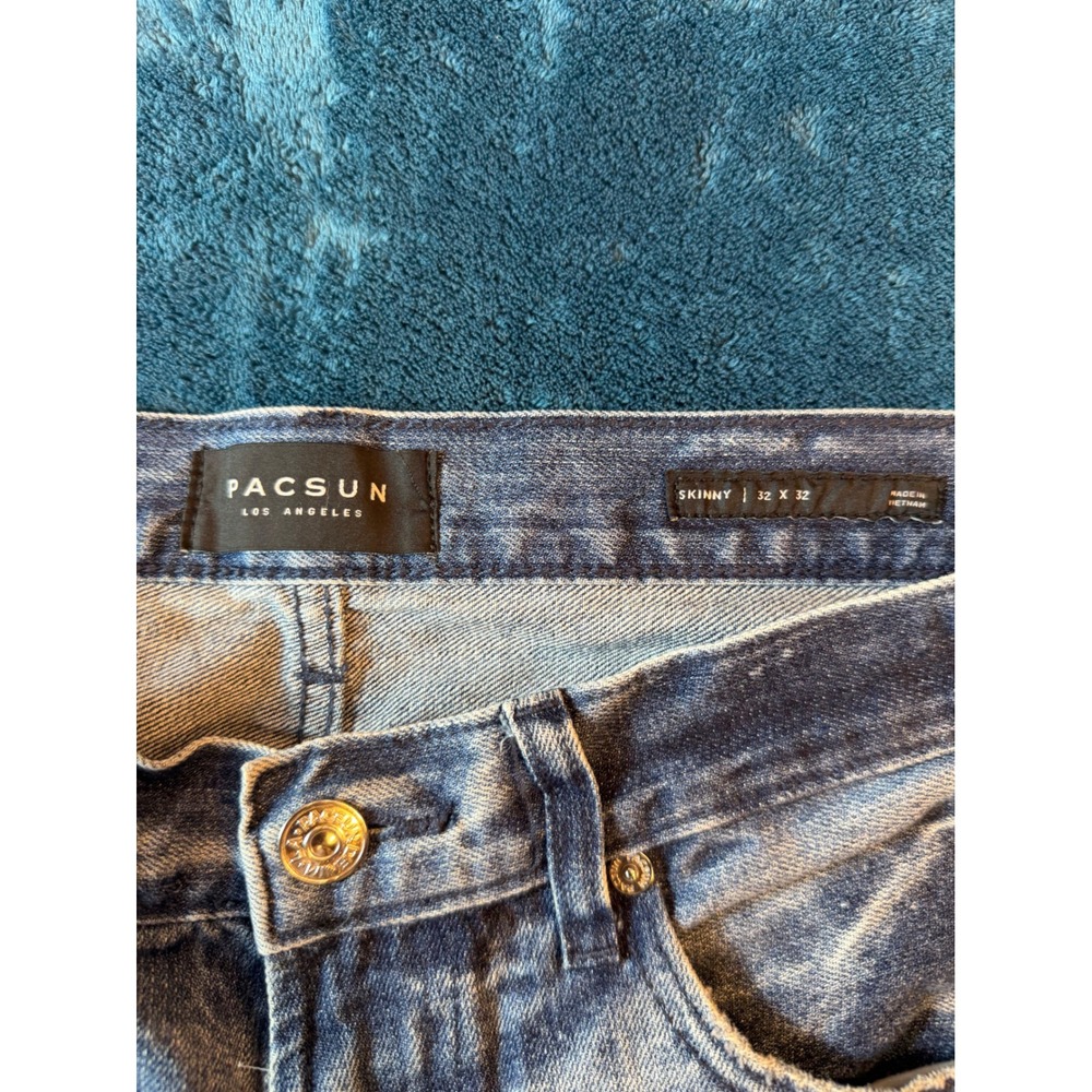PacSun Men Skinny Distressed Jeans Blue Medium Wash Ankle Zip Denim 32x32 - Picture 3 of 3